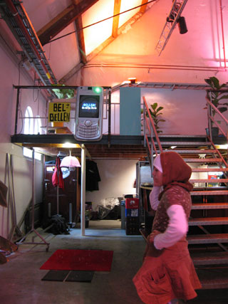 Girl calling the installation